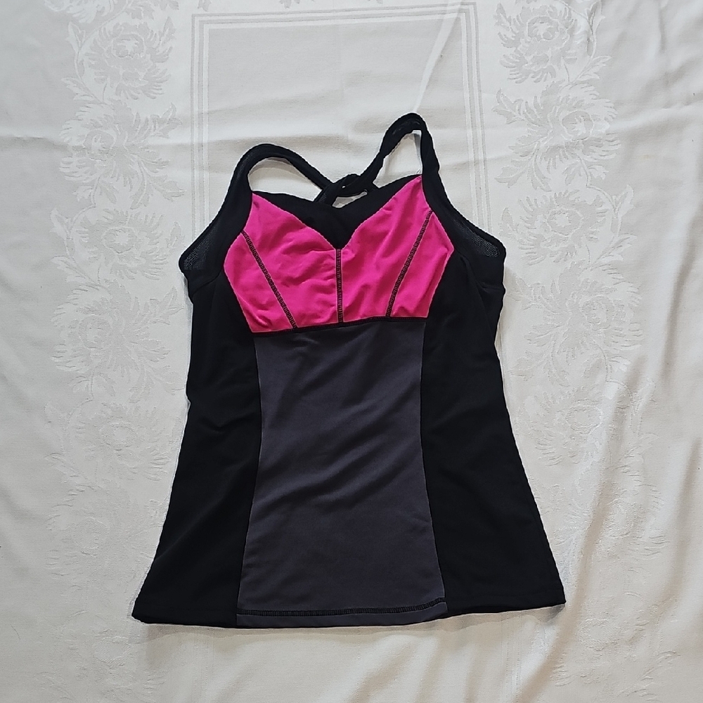Cynthia Rowley Pink Gray Workout Yoga Tank Top